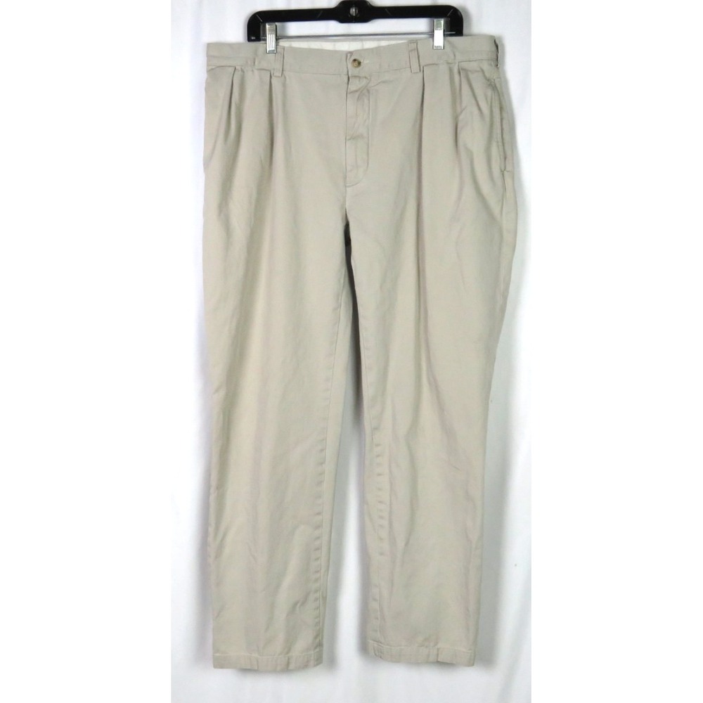 Polo Ralph Lauren Khaki Classic Fit Cotton Pleated Chino Pants Men's 38 X 32 - Picture 2 of 9